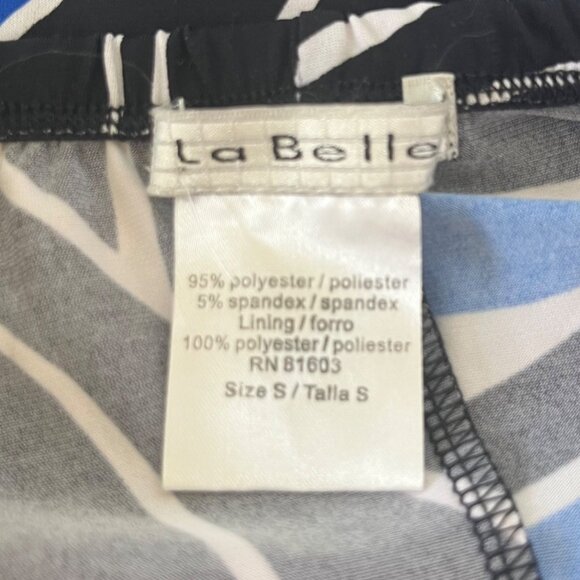 La Belle Halter Dress Womens Small Blue Black Short Padded Summer - Picture 6 of 8